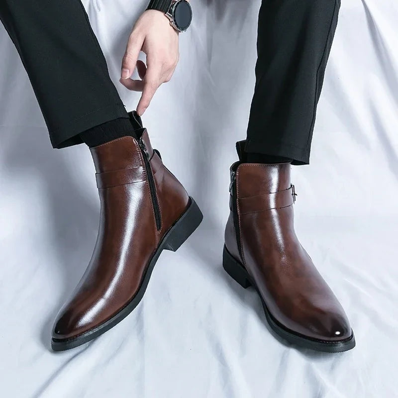 Asher™ | Botines Chelsea de piel con cremallera lateral
