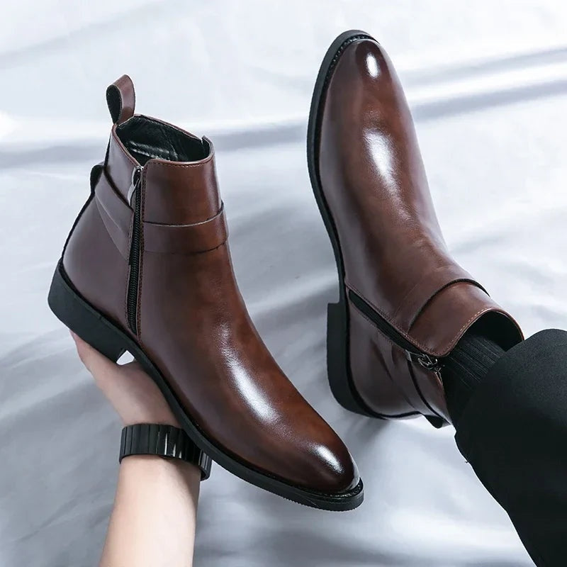 Asher™ | Botines Chelsea de piel con cremallera lateral