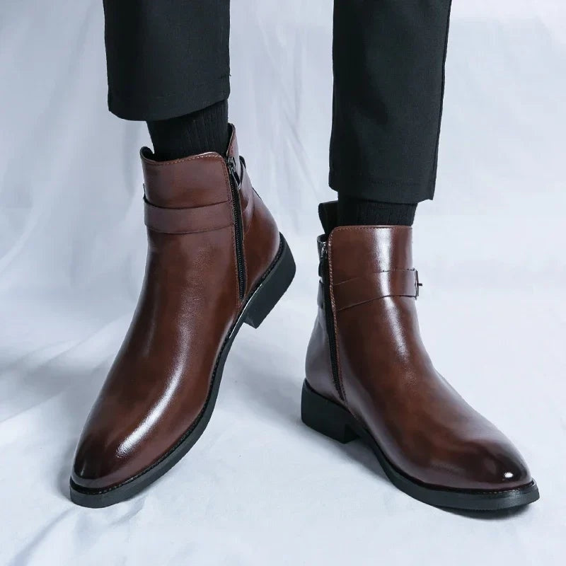 Asher™ | Botines Chelsea de piel con cremallera lateral