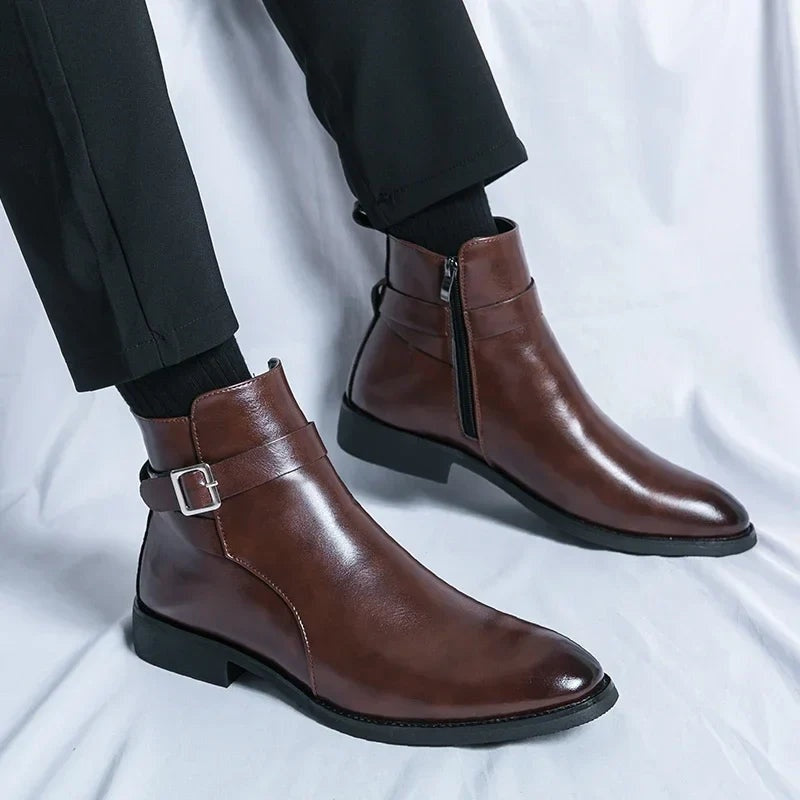 Asher™ | Botines Chelsea de piel con cremallera lateral