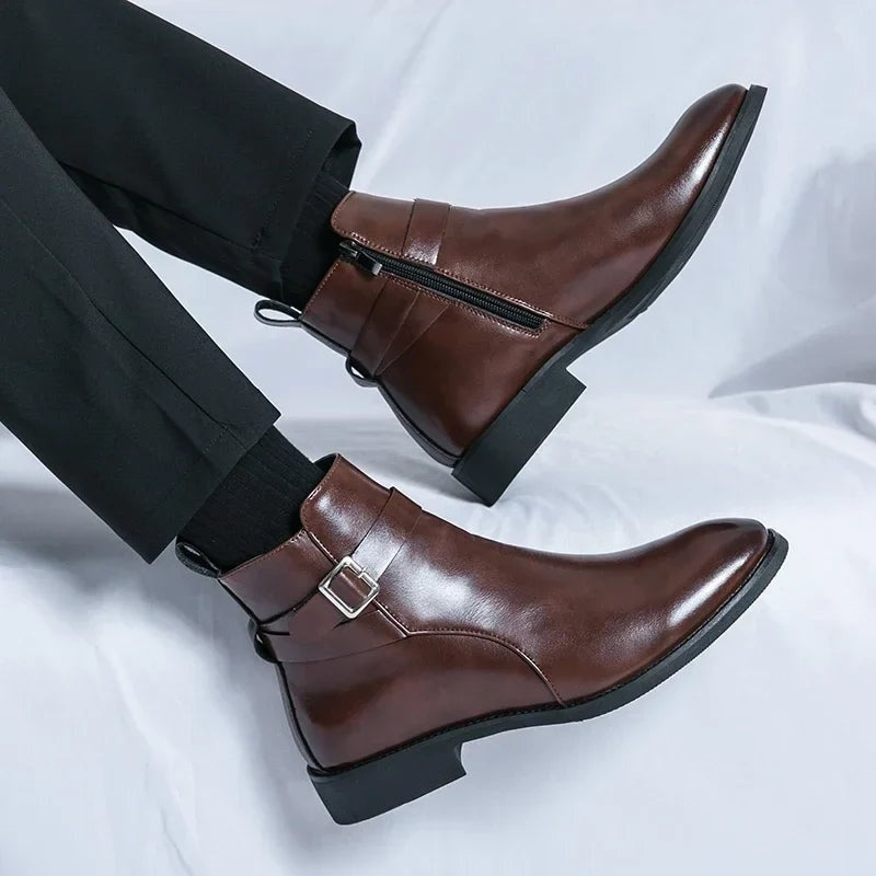 Asher™ | Botines Chelsea de piel con cremallera lateral