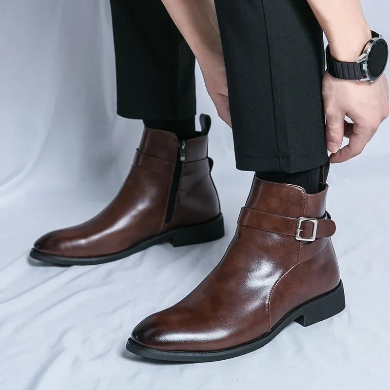 Asher™ | Botines Chelsea de piel con cremallera lateral