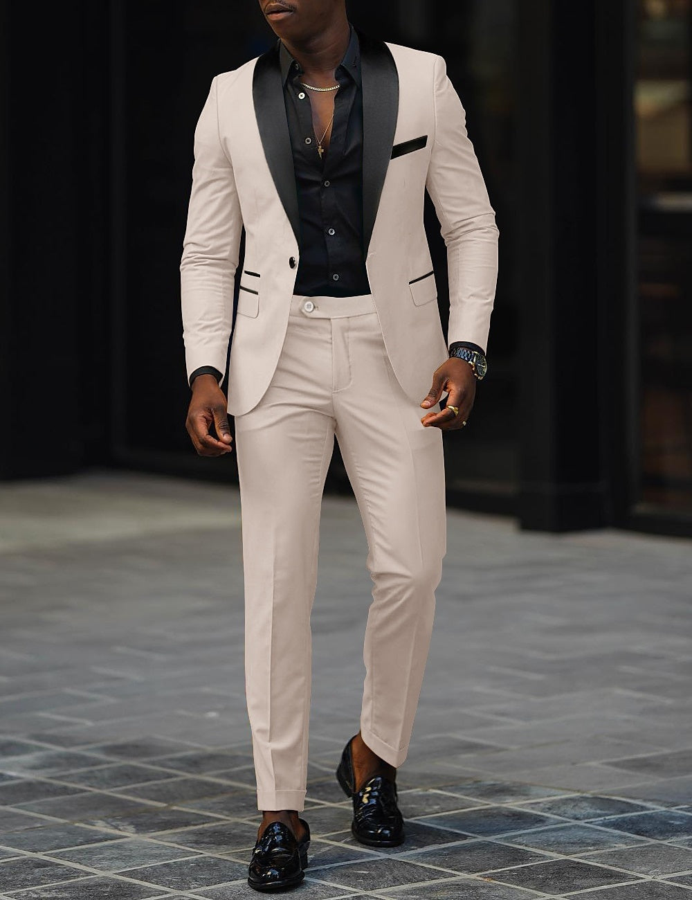 Tyler™ | Traje de novio de dos piezas con solapa satinada