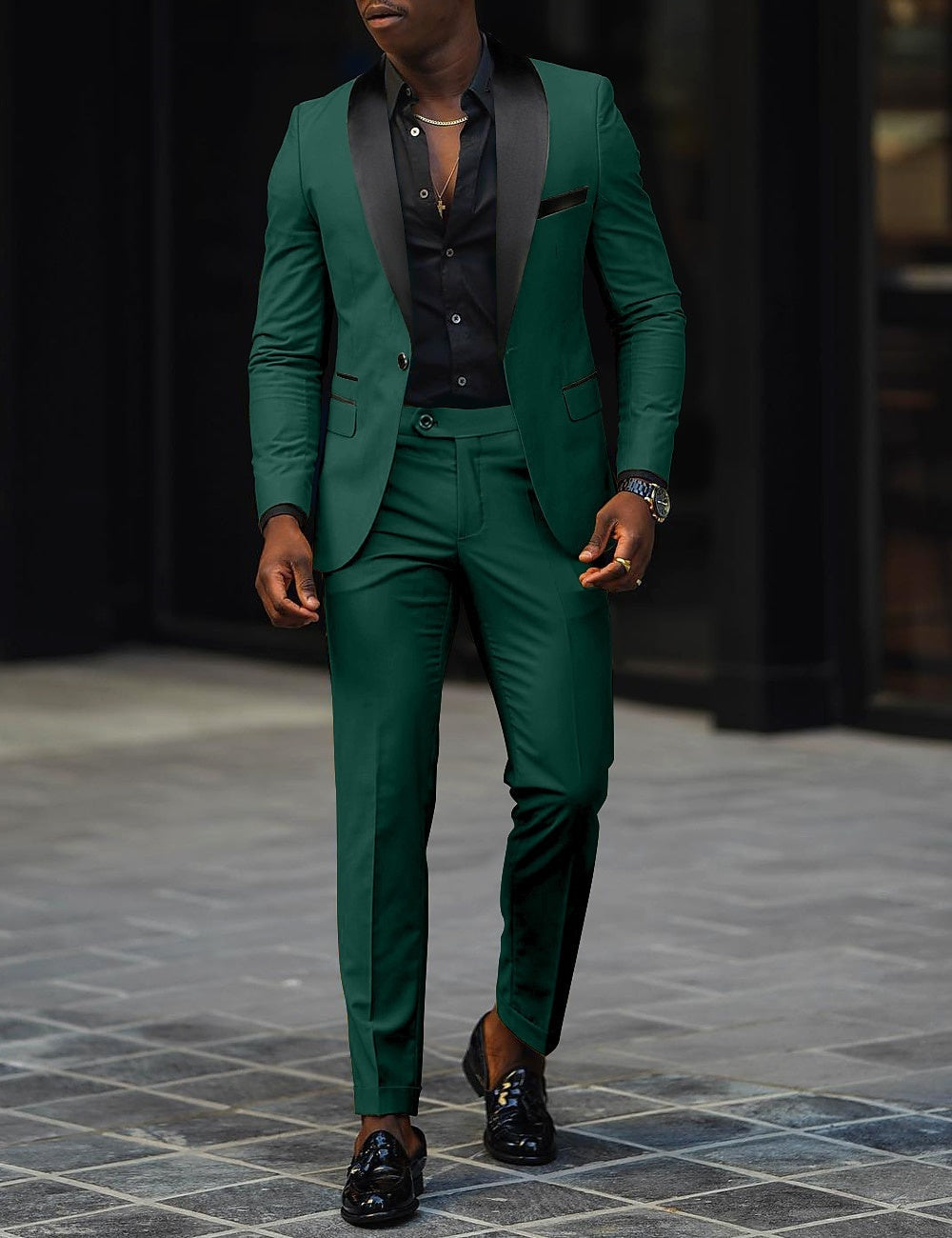 Tyler™ | Traje de novio de dos piezas con solapa satinada