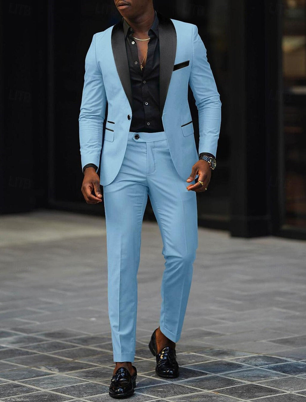 Tyler™ | Traje de novio de dos piezas con solapa satinada