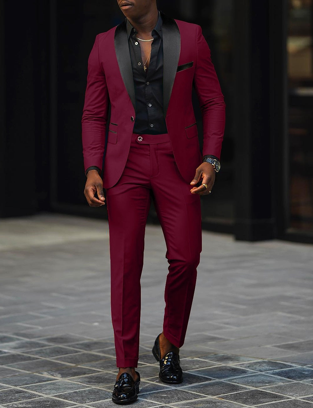Tyler™ | Traje de novio de dos piezas con solapa satinada