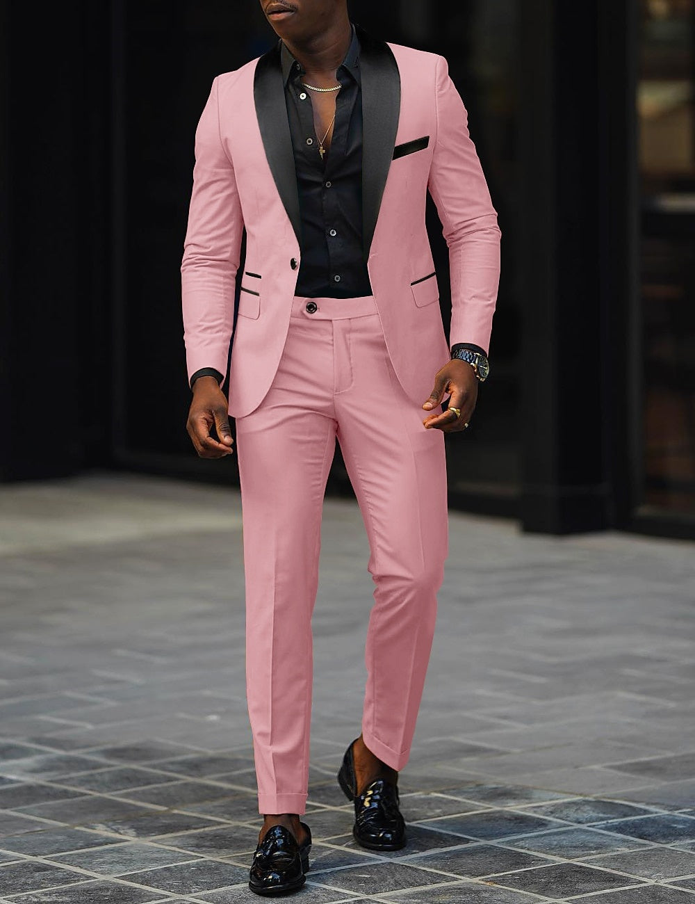 Tyler™ | Traje de novio de dos piezas con solapa satinada
