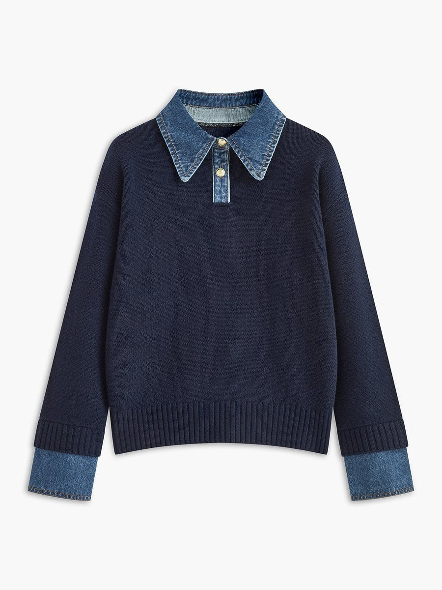 Eloise™ | Jersey de punto con cuello y puños vaqueros