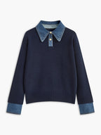 Eloise™ | Jersey de punto con cuello y puños vaqueros
