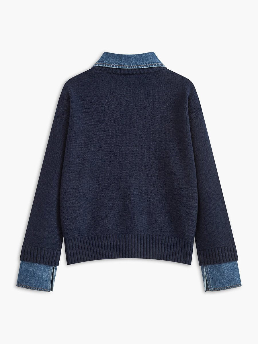 Eloise™ | Jersey de punto con cuello y puños vaqueros