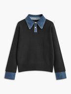 Eloise™ | Jersey de punto con cuello y puños vaqueros