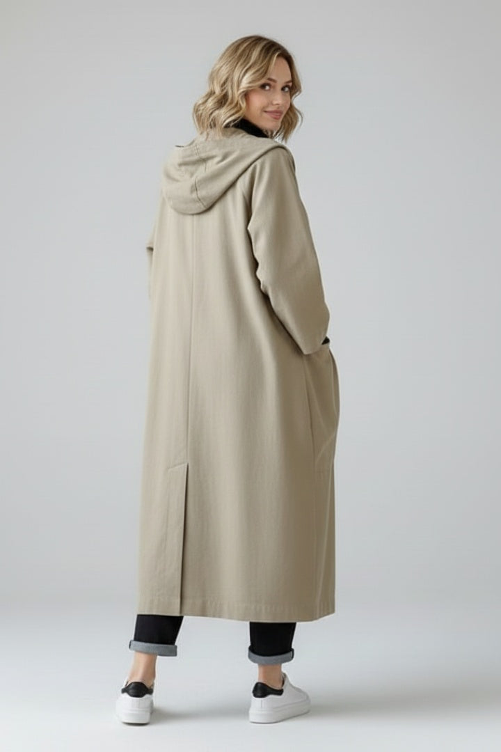 Clara™ | Chubasquero largo oversize con capucha y bolsillos