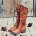 Adriana™ | Botas militares altas planas con cordones