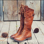 Adriana™ | Botas militares altas planas con cordones