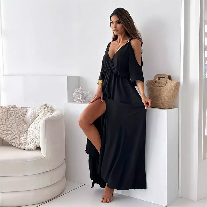 Greta™ | Vestido elegante con escote en V y abertura lateral