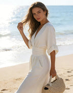 Daniela - Mono elegante de escote en V y pierna ancha - vista 10