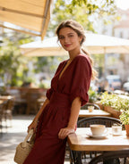 Daniela - Mono elegante de escote en V y pierna ancha - vista 14
