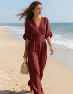 Daniela - Mono elegante de escote en V y pierna ancha - vista 12