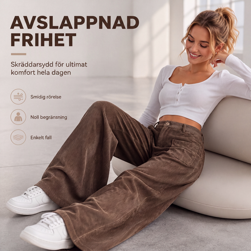 Pantalón ancho casual de mujer de corte holgado con bolsillos