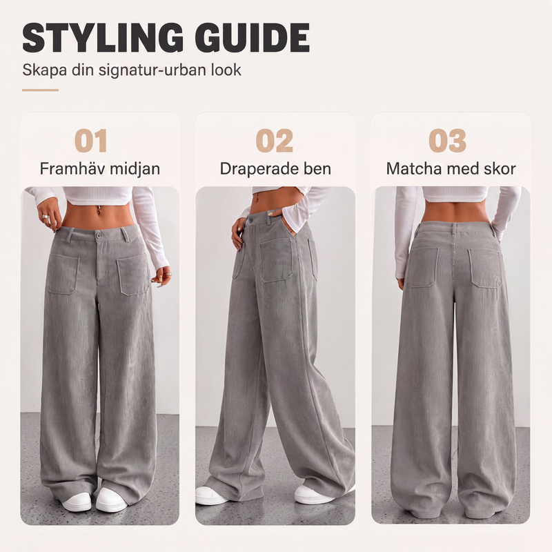 Pantalón ancho casual de mujer de corte holgado con bolsillos