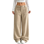 Pantalón ancho casual de mujer de corte holgado con bolsillos