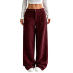 Pantalón ancho casual de mujer de corte holgado con bolsillos
