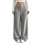 Pantalón ancho casual de mujer de corte holgado con bolsillos