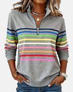 Ella™ | Sudadera de rayas con cuello de cremallera