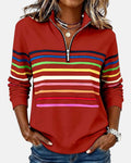 Ella™ | Sudadera de rayas con cuello de cremallera