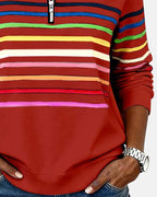 Ella™ | Sudadera de rayas con cuello de cremallera