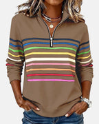 Ella™ | Sudadera de rayas con cuello de cremallera