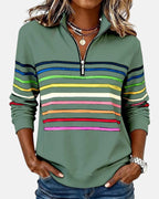 Ella™ | Sudadera de rayas con cuello de cremallera