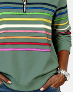 Ella™ | Sudadera de rayas con cuello de cremallera