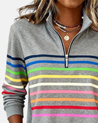 Ella™ | Sudadera de rayas con cuello de cremallera