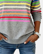 Ella™ | Sudadera de rayas con cuello de cremallera