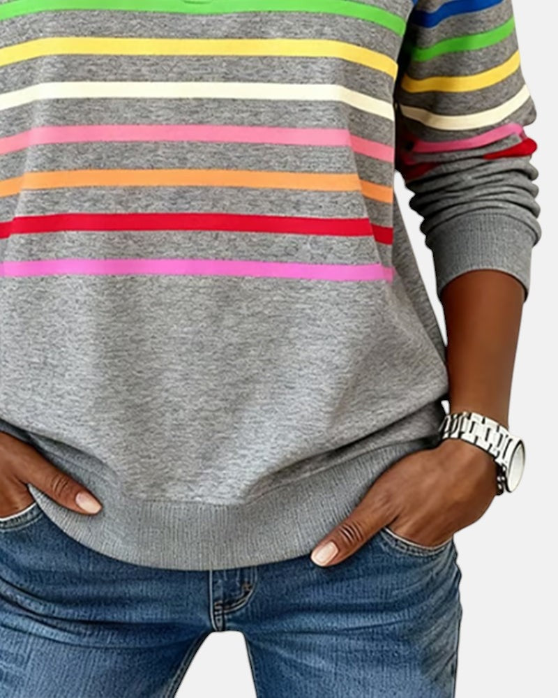 Ella™ | Sudadera de rayas con cuello de cremallera