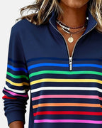 Ella™ | Sudadera de rayas con cuello de cremallera