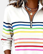 Ella™ | Sudadera de rayas con cuello de cremallera