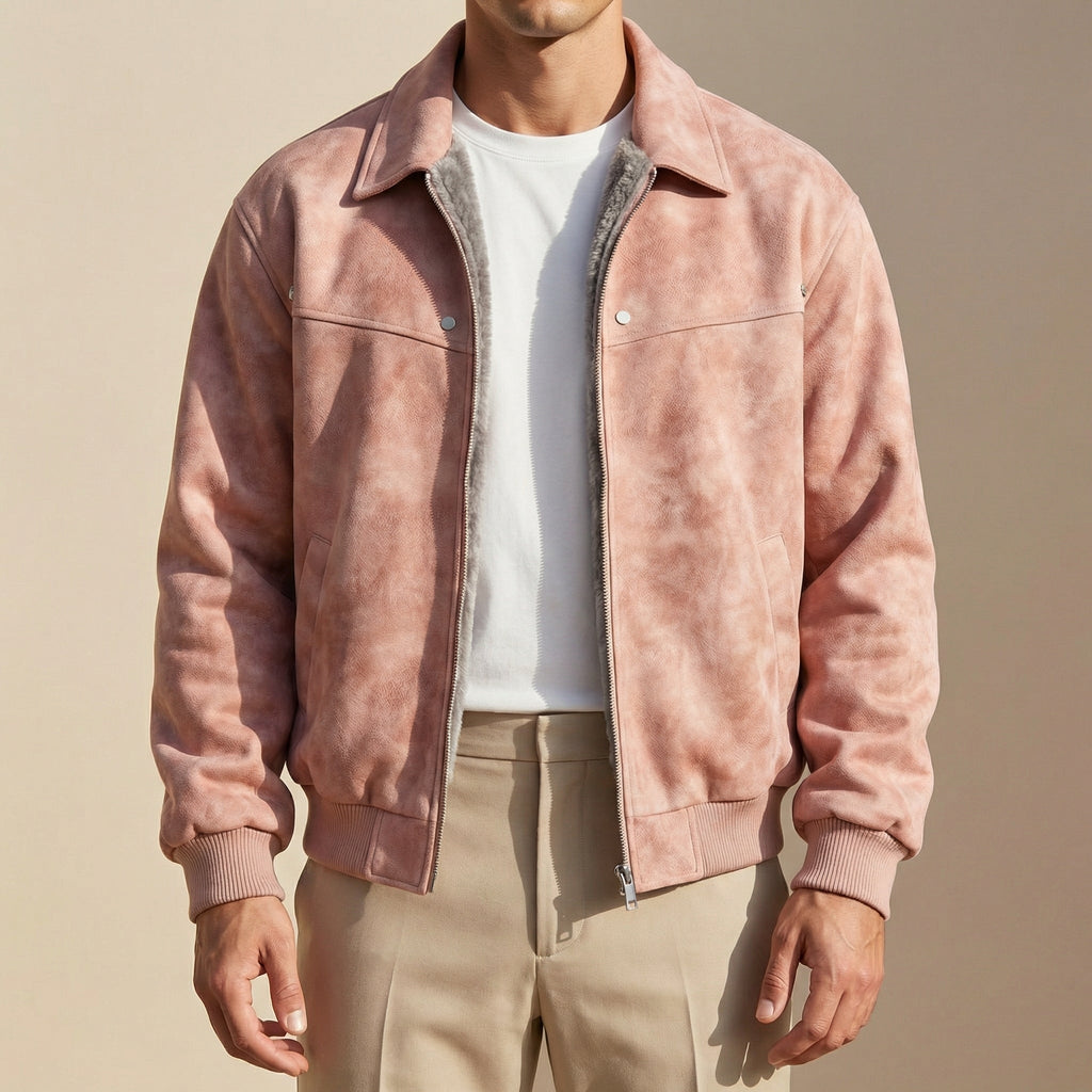 Robert™ | Cazadora bomber de piel con cuello solapa