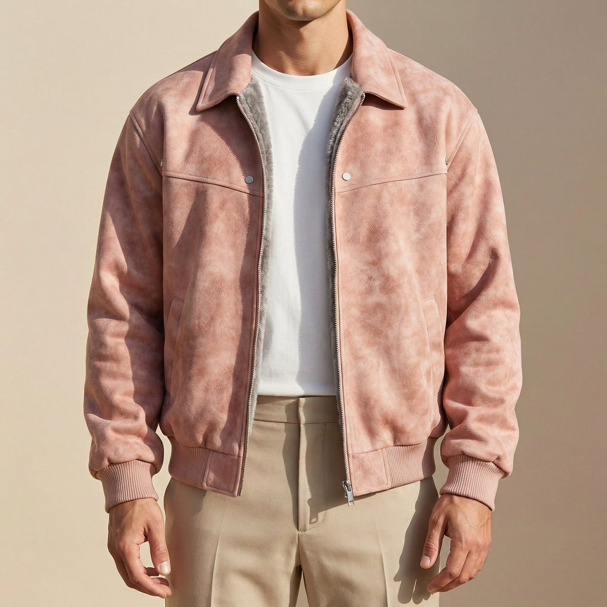 Robert™ | Cazadora bomber de piel con cuello solapa