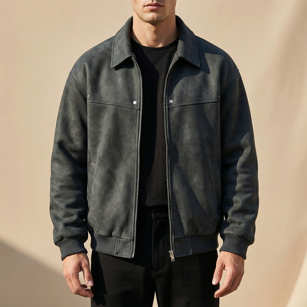 Robert™ | Cazadora bomber de piel con cuello solapa