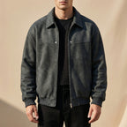Robert™ | Cazadora bomber de piel con cuello solapa