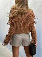 Cora™ | Chaqueta corta de antelina con flecos estilo boho