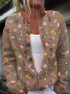 Layla™ | Chaqueta de punto floral con botones de madera