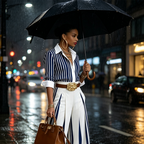 Julia™ | Conjunto de rayas: camisa y palazzo con cinturón