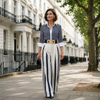 Julia™ | Conjunto de rayas: camisa y palazzo con cinturón