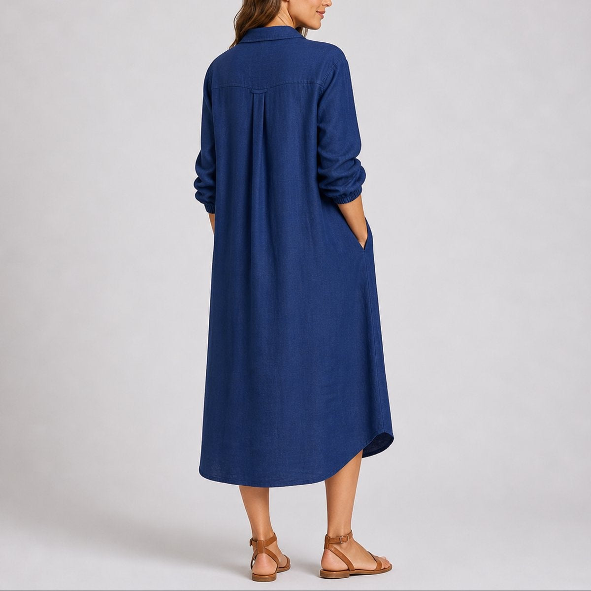 Sophia™ | Vestido camisero midi de manga larga para invitada
