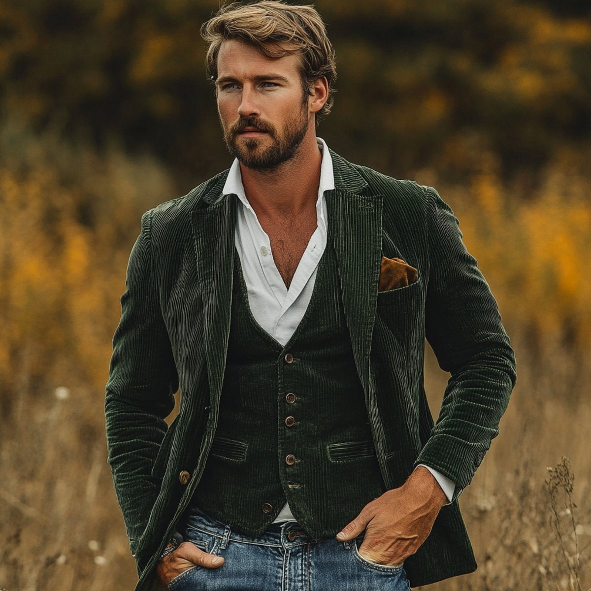 Bradley™ | Blazer de pana con chaleco a juego de estilo vintage