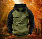 Samuel™ | Sudadera bicolor con capucha y bolsillos cargo