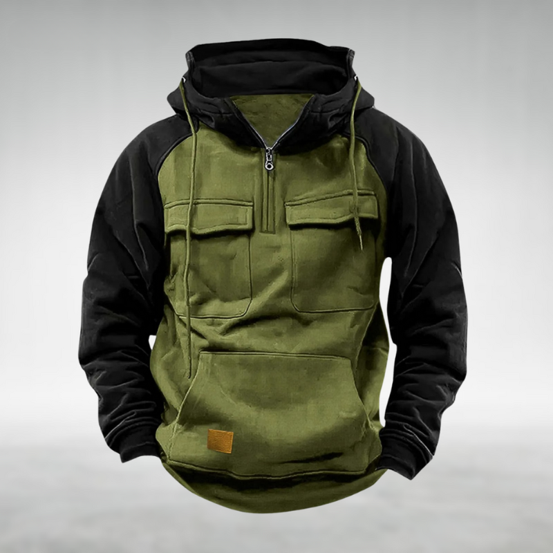 Samuel™ | Sudadera bicolor con capucha y bolsillos cargo